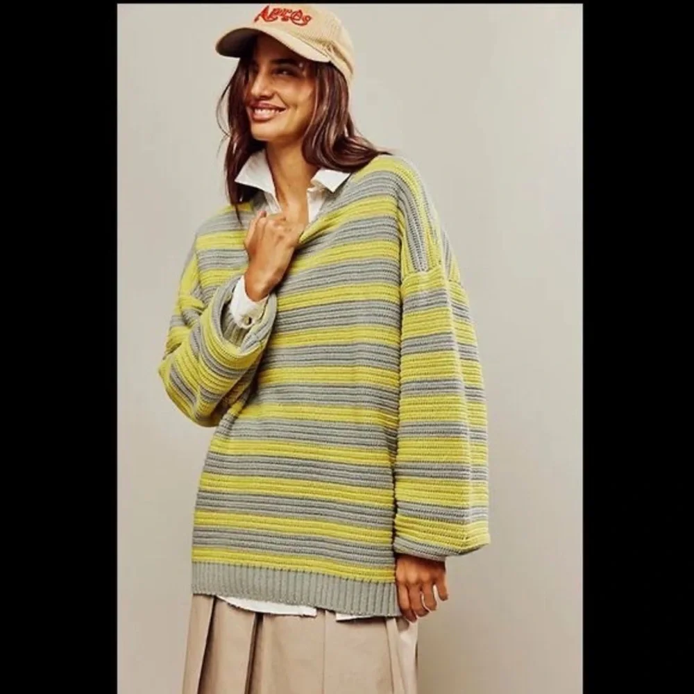 NWOT Free People Links Pullover Striped Oversized Sweater – Size S - Picture 1 of 7